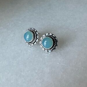 NWOT Sundance Tranquil Afternoon Earrings, Blue Chalcedony, Sterling Silver